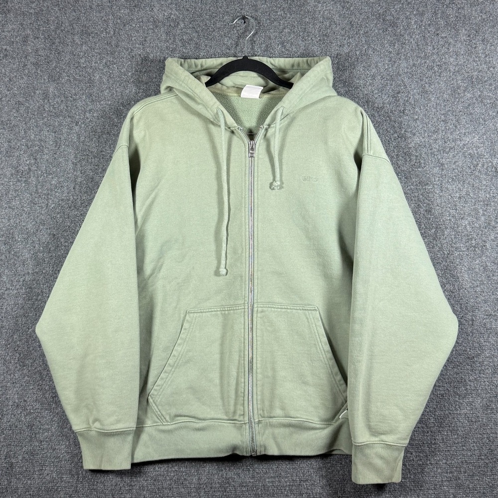 Aritzia TNA Extra AF Fleece Zip Up Hoodie Dusky Green Womens Size 2 #3281